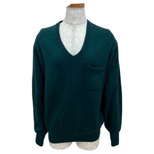 Christian Dior CD Sports Logo Embroidery V-neck Wool Knit Sweater L Size